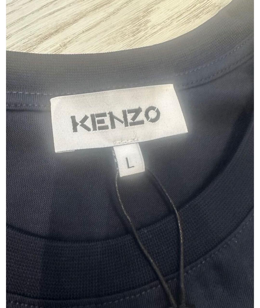 KENZO Темно-синяя хлопковая футболка, фото 4
