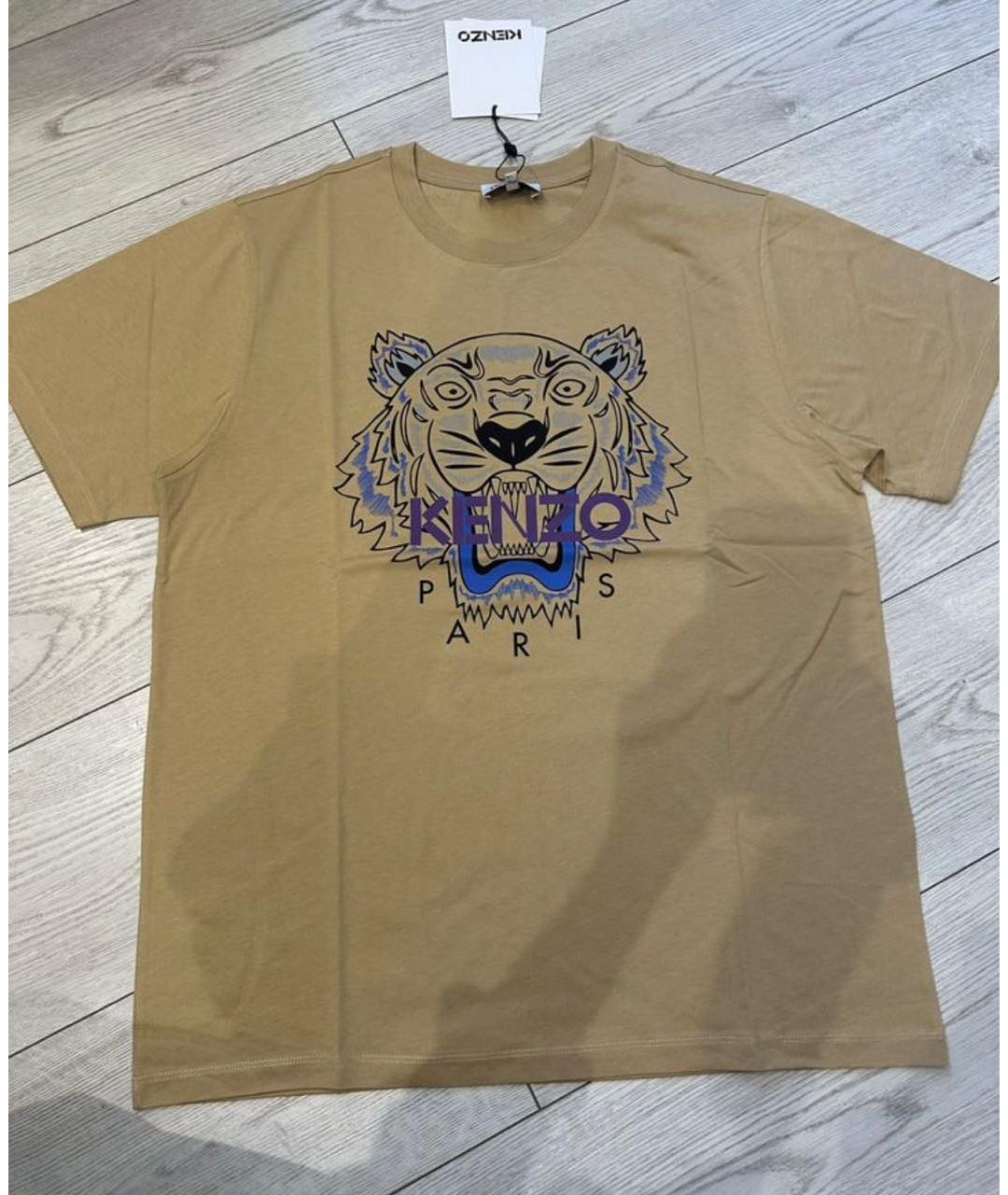 KENZO Бежевая хлопковая футболка, фото 7