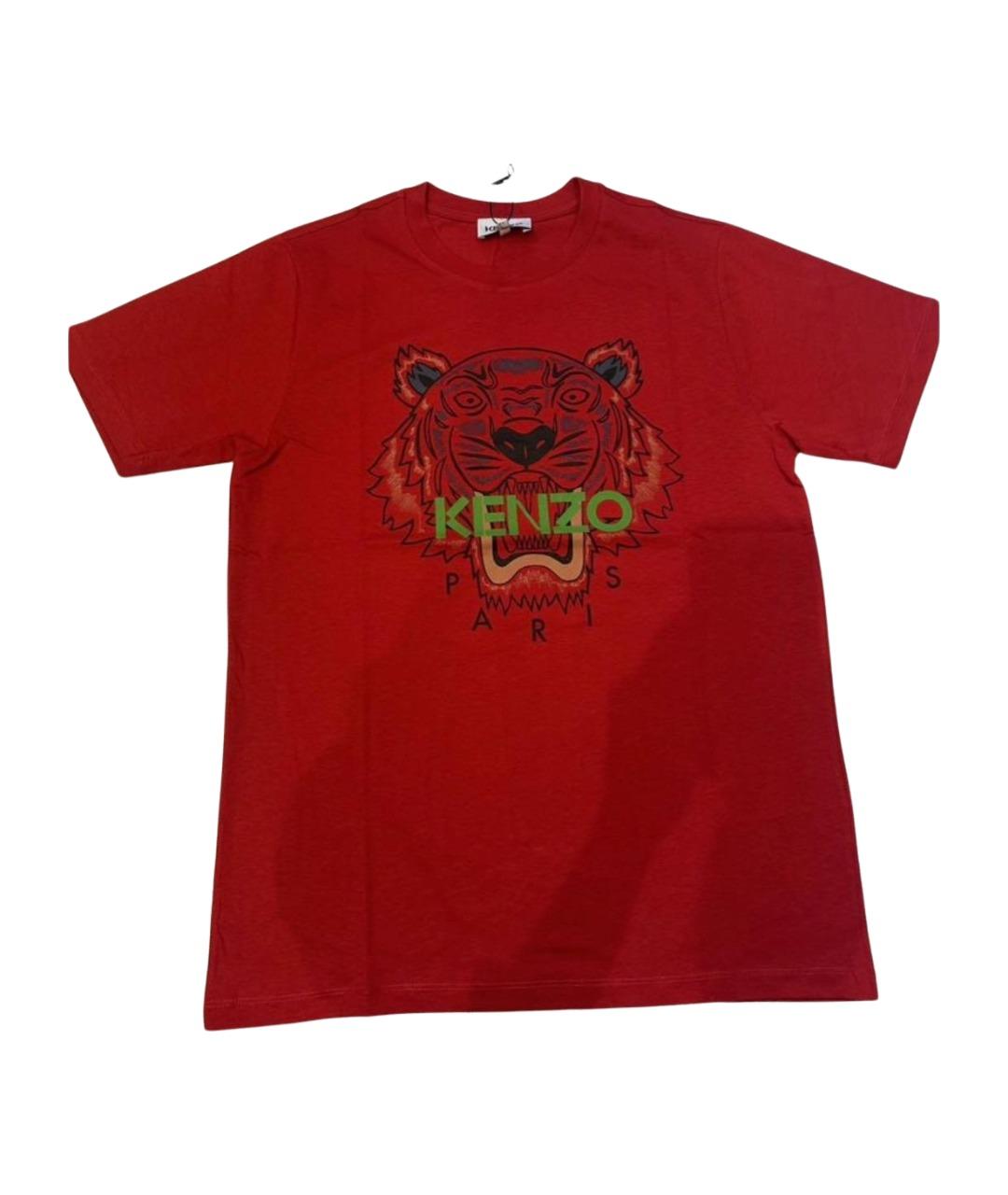 KENZO Красная хлопковая футболка, фото 1