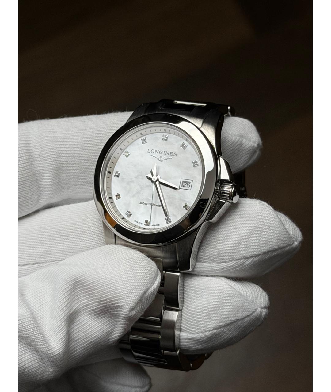 LONGINES Белые часы, фото 4