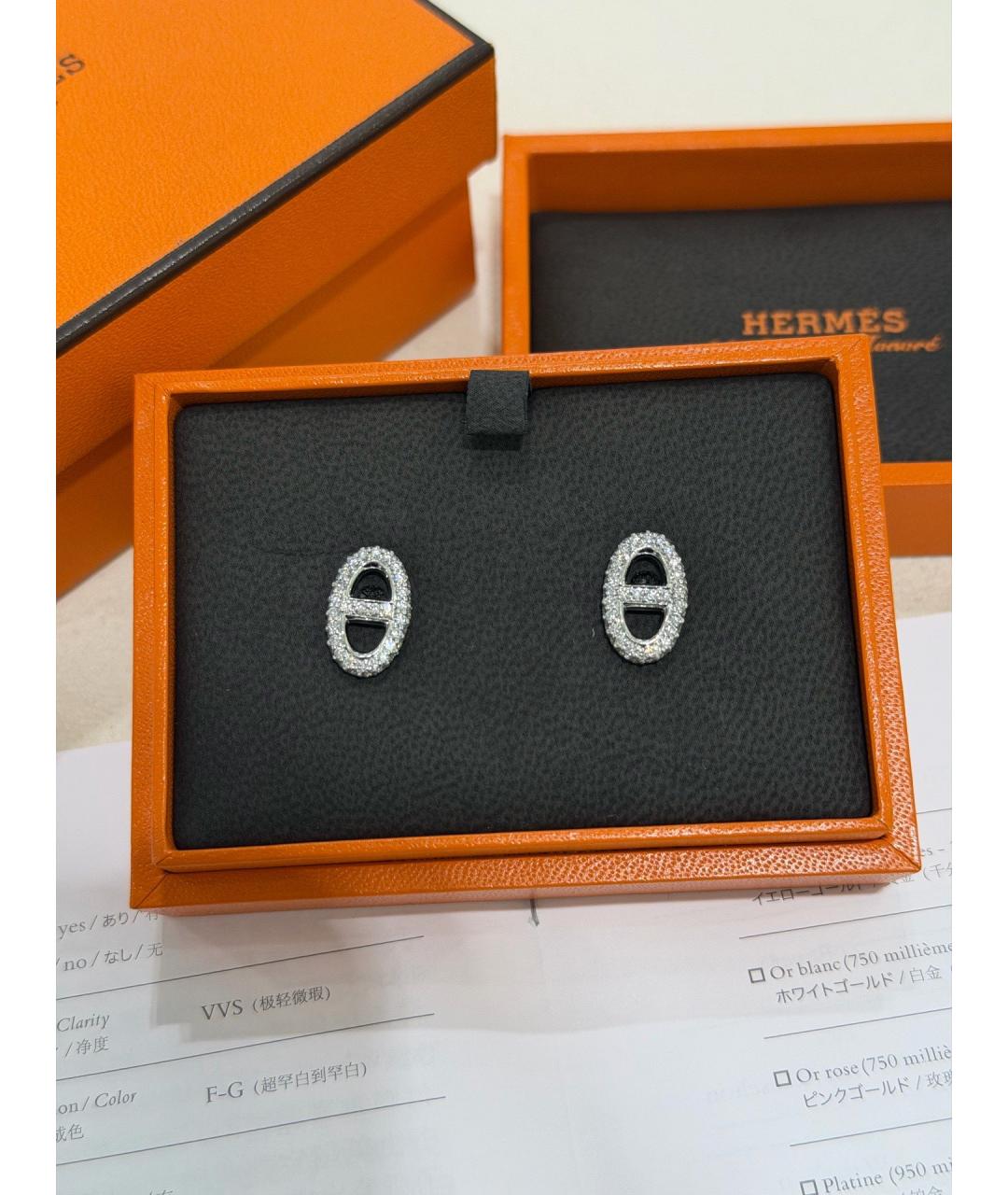 HERMES Серебряные серьги из белого золота, фото 3