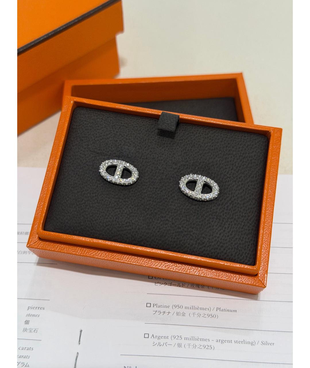 HERMES Серебряные серьги из белого золота, фото 4
