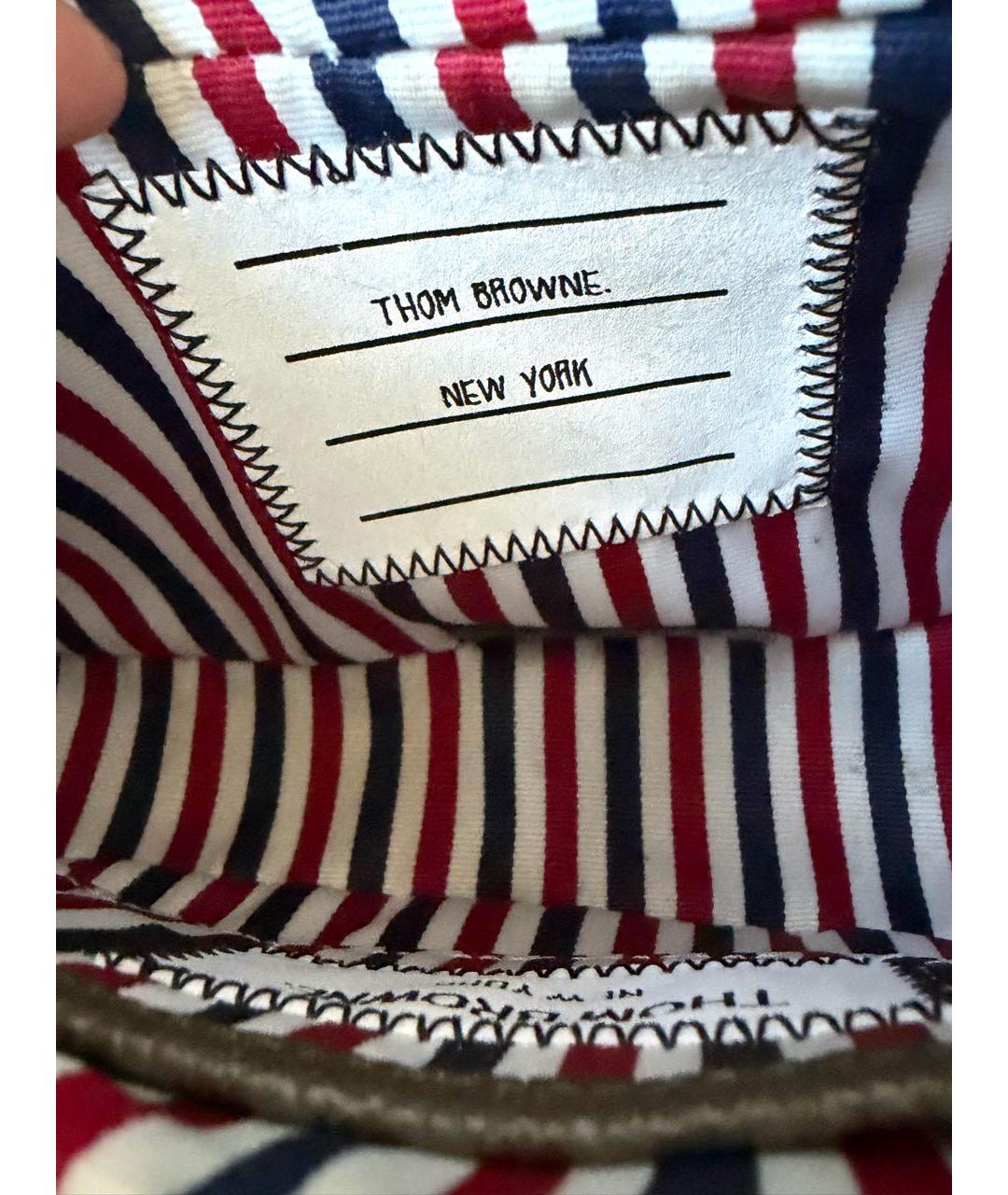 THOM BROWNE Коричневая кожаная сумка с короткими ручками, фото 7