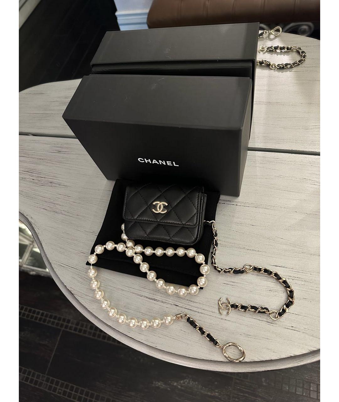 CHANEL Черная кожаная поясная сумка, фото 6