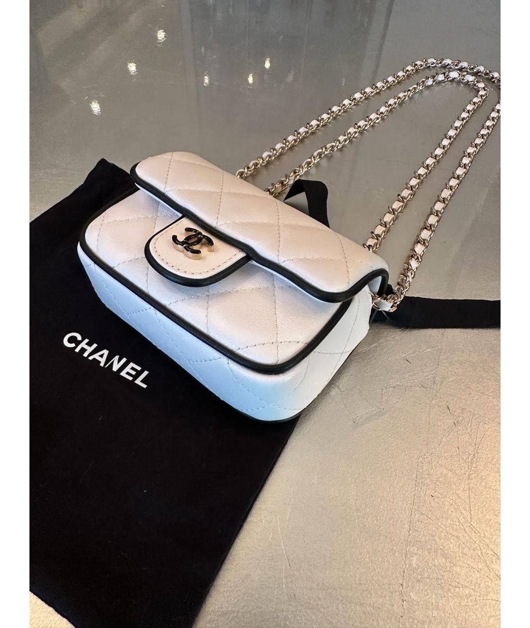 CHANEL Белая кожаная сумка через плечо, фото 4