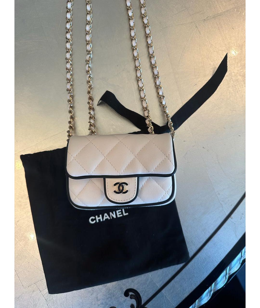 CHANEL Белая кожаная сумка через плечо, фото 3