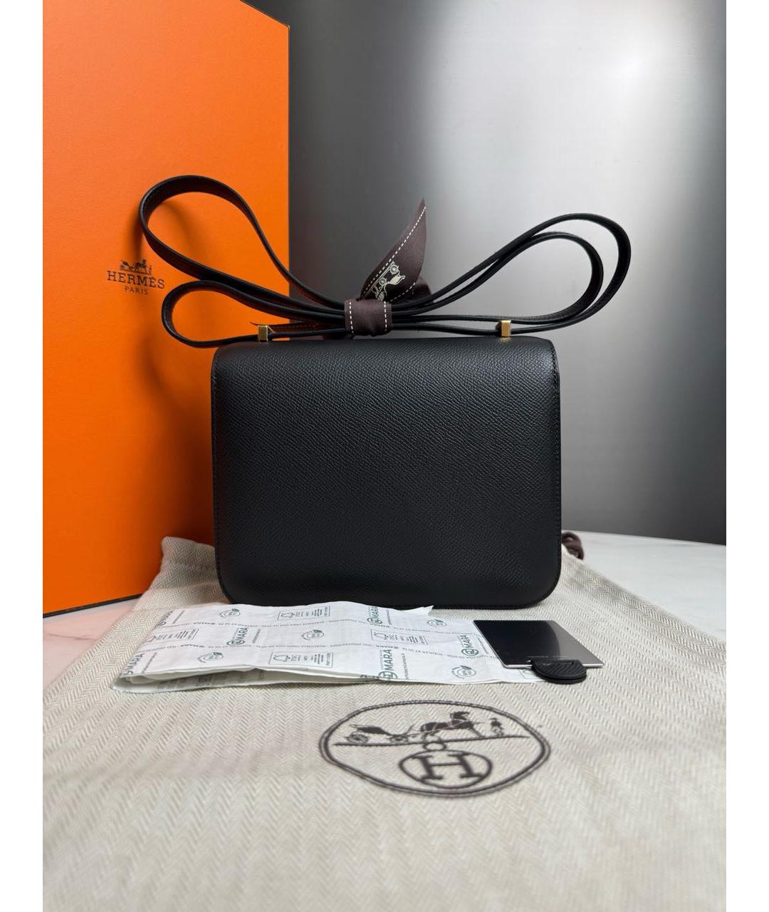 HERMES Черная кожаная сумка через плечо, фото 3
