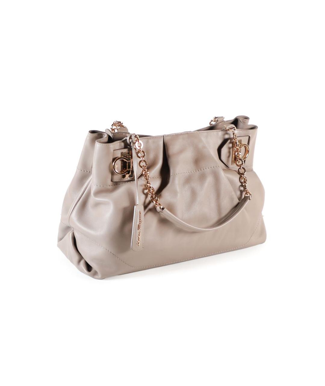 FERRAGAMO Бежевая кожаная сумка тоут, фото 4