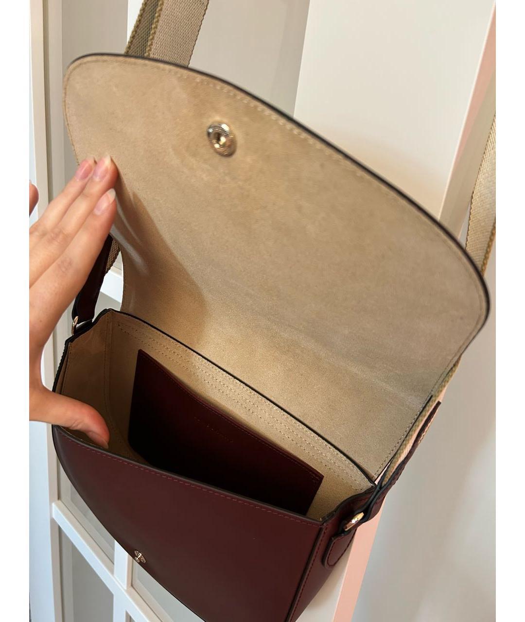 LONGCHAMP Бордовая кожаная сумка через плечо, фото 3