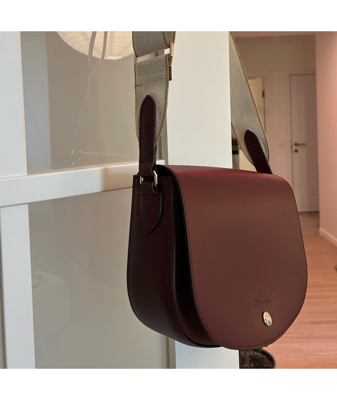 LONGCHAMP Бордовая кожаная сумка через плечо, фото 2
