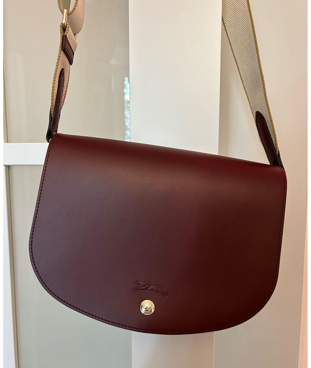 LONGCHAMP Бордовая кожаная сумка через плечо, фото 4