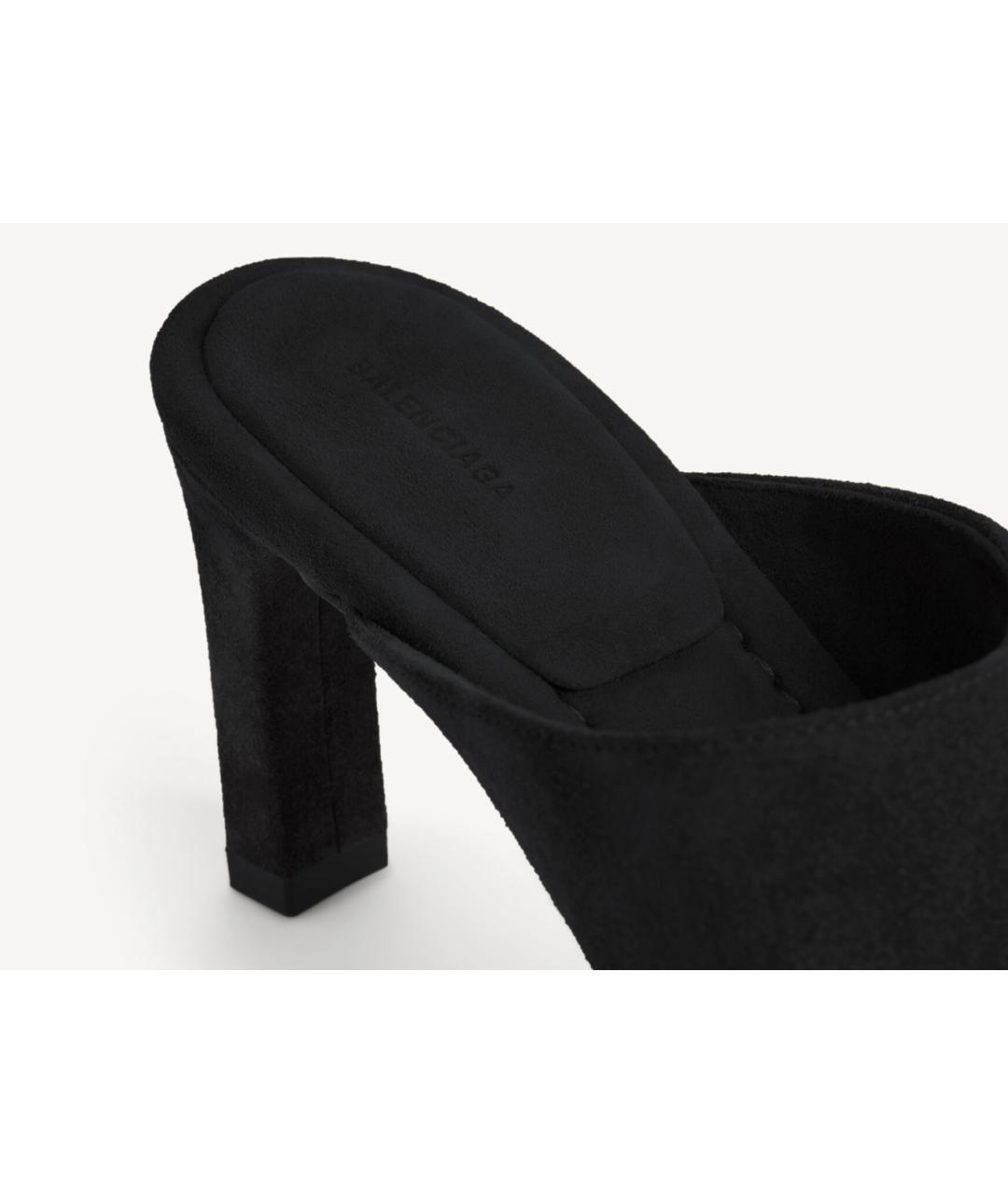 BALENCIAGA Черные замшевые мюли, фото 4