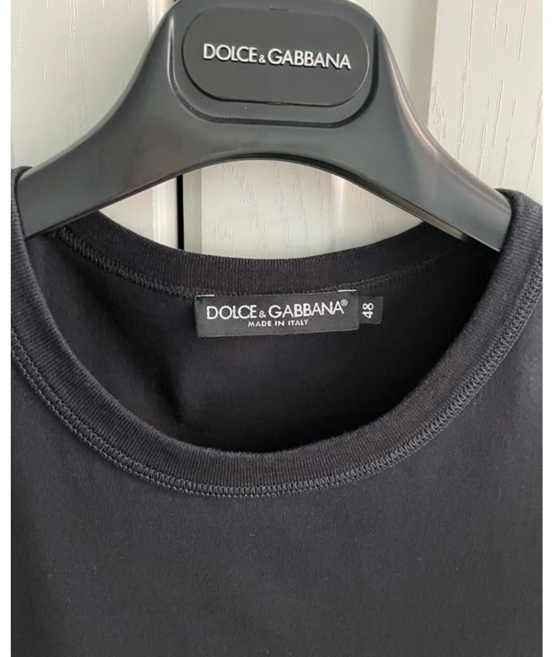DOLCE&GABBANA Темно-синяя хлопковая футболка, фото 3