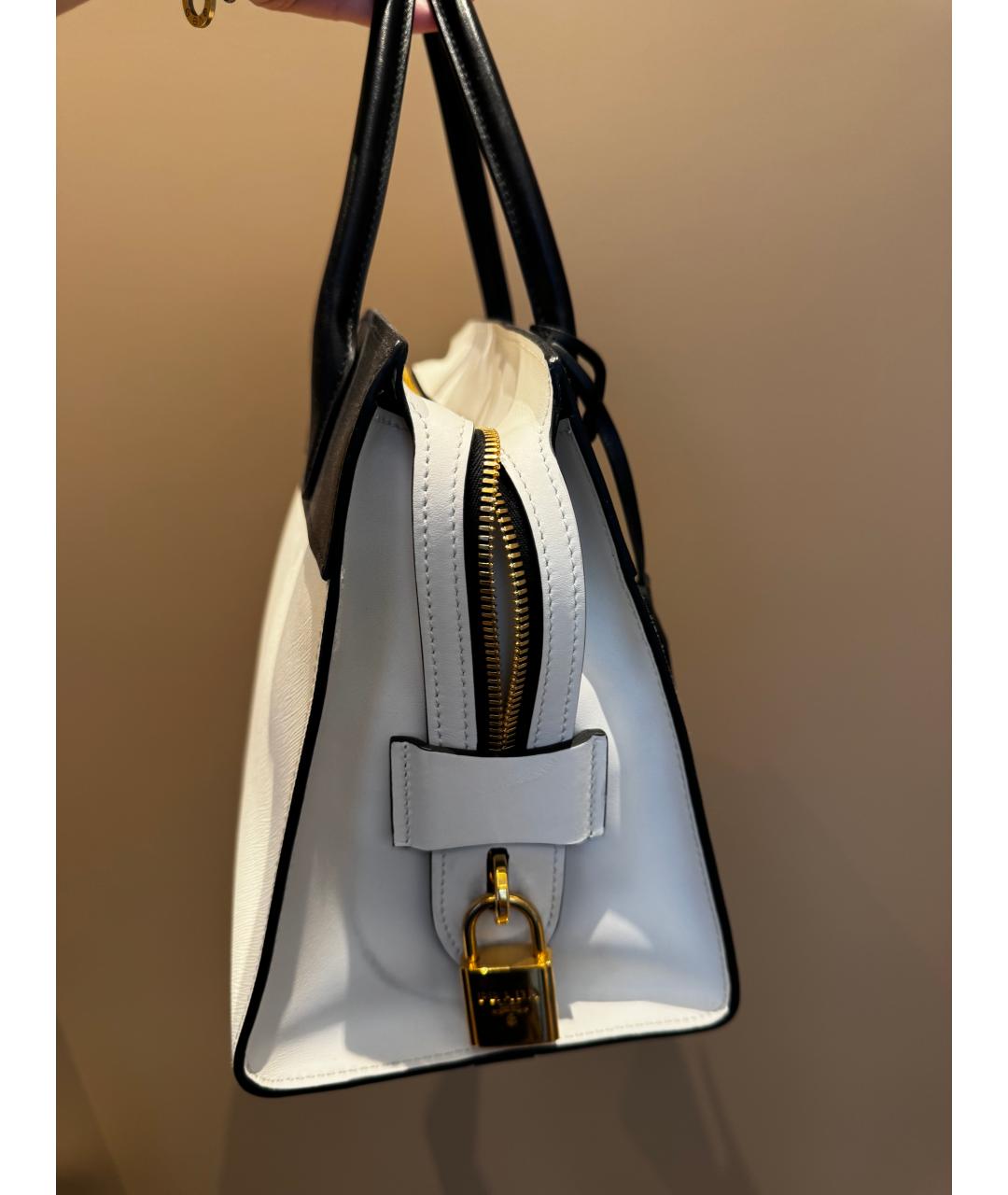 PRADA Белая кожаная сумка тоут, фото 3
