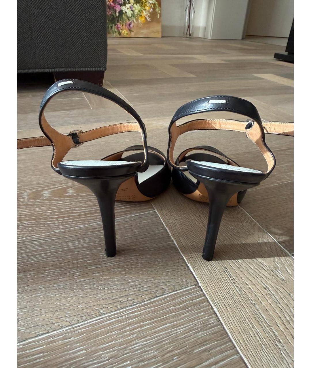 MAISON MARGIELA Черные кожаные босоножки, фото 4