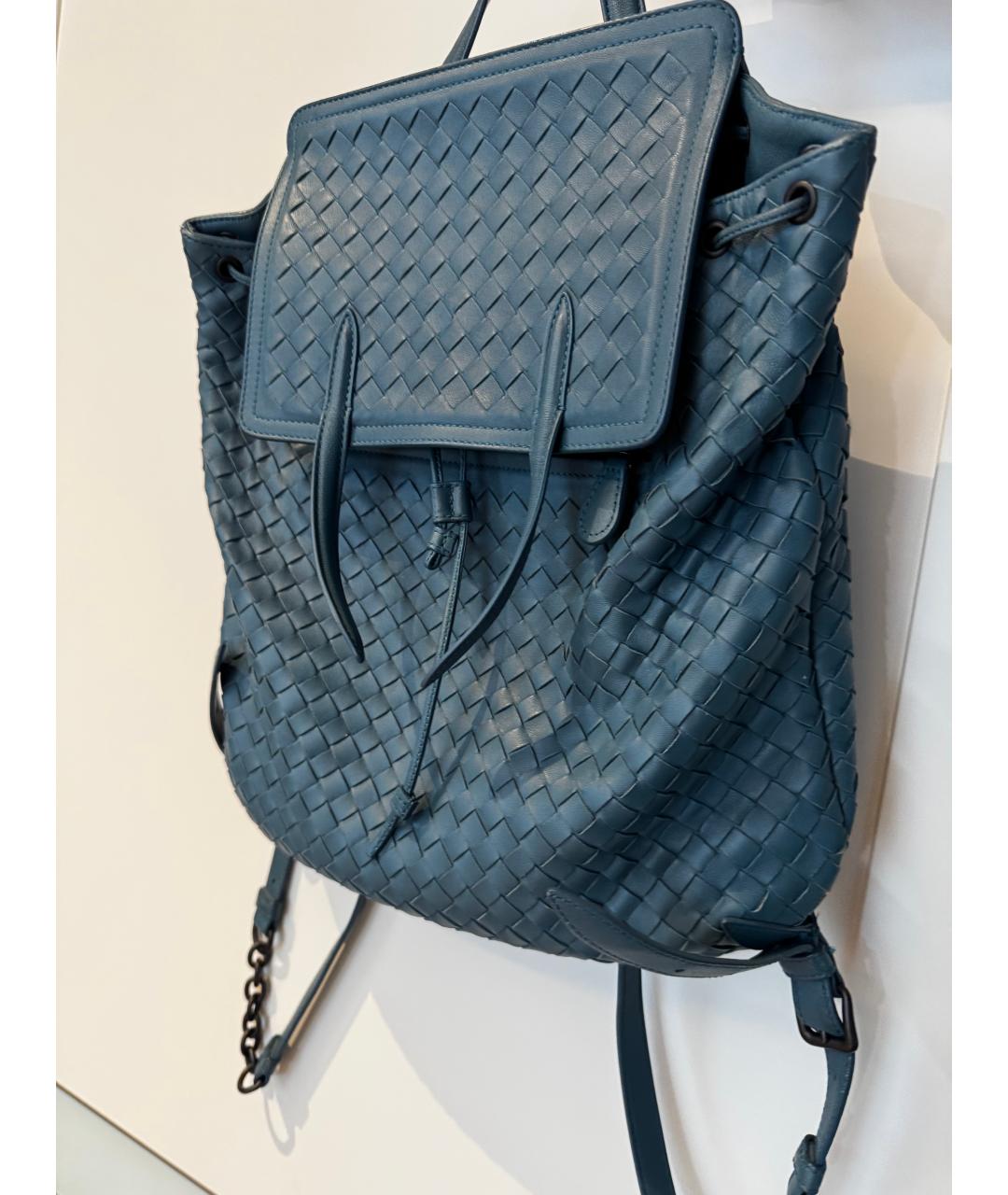 BOTTEGA VENETA Бирюзовый кожаный рюкзак, фото 4