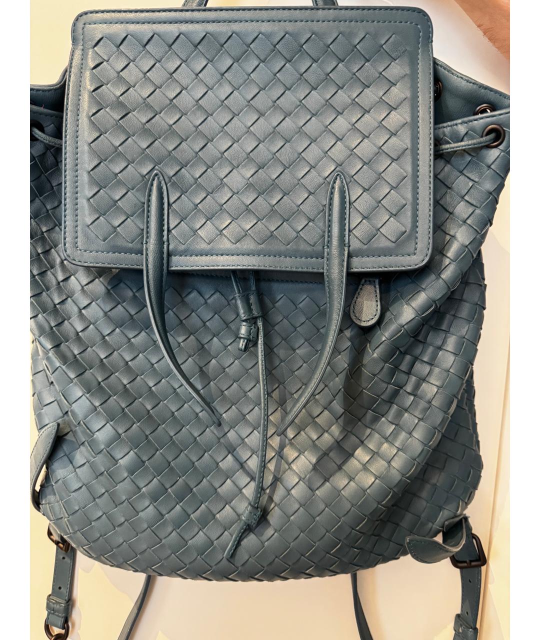 BOTTEGA VENETA Бирюзовый кожаный рюкзак, фото 5