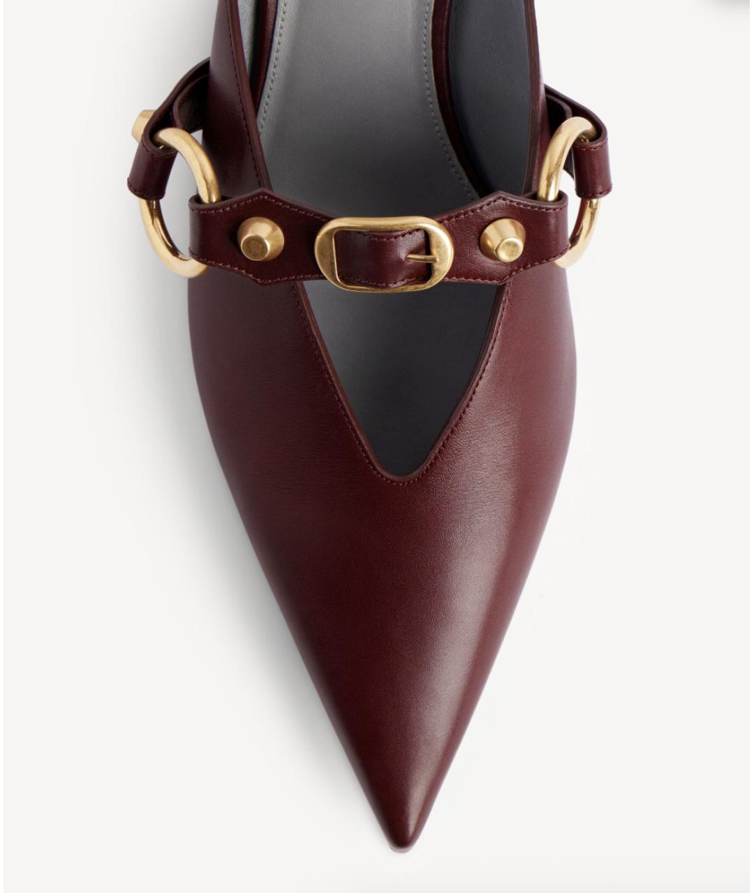 BALENCIAGA Бордовые кожаные мюли, фото 4