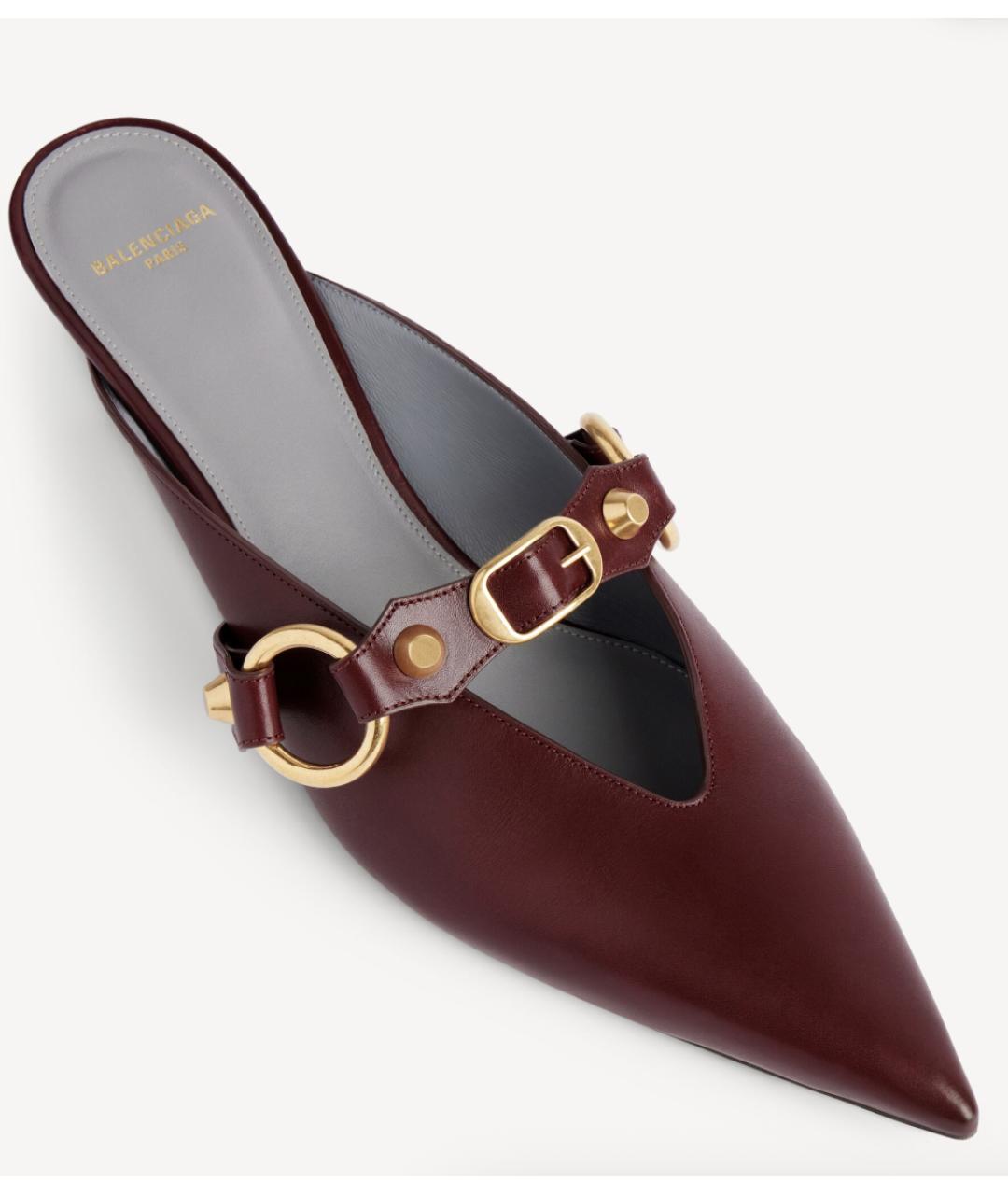 BALENCIAGA Бордовые кожаные мюли, фото 6