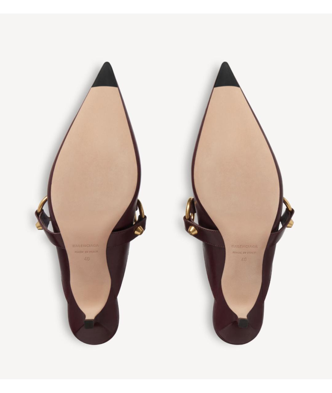 BALENCIAGA Бордовые кожаные мюли, фото 3