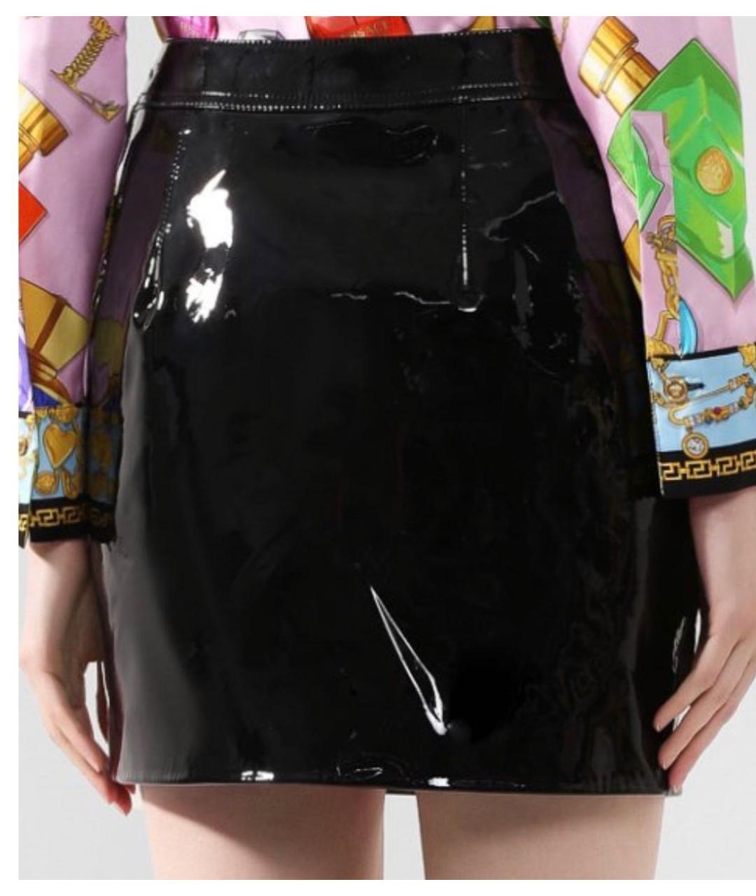 SAINT LAURENT Черная кожаная юбка миди, фото 2