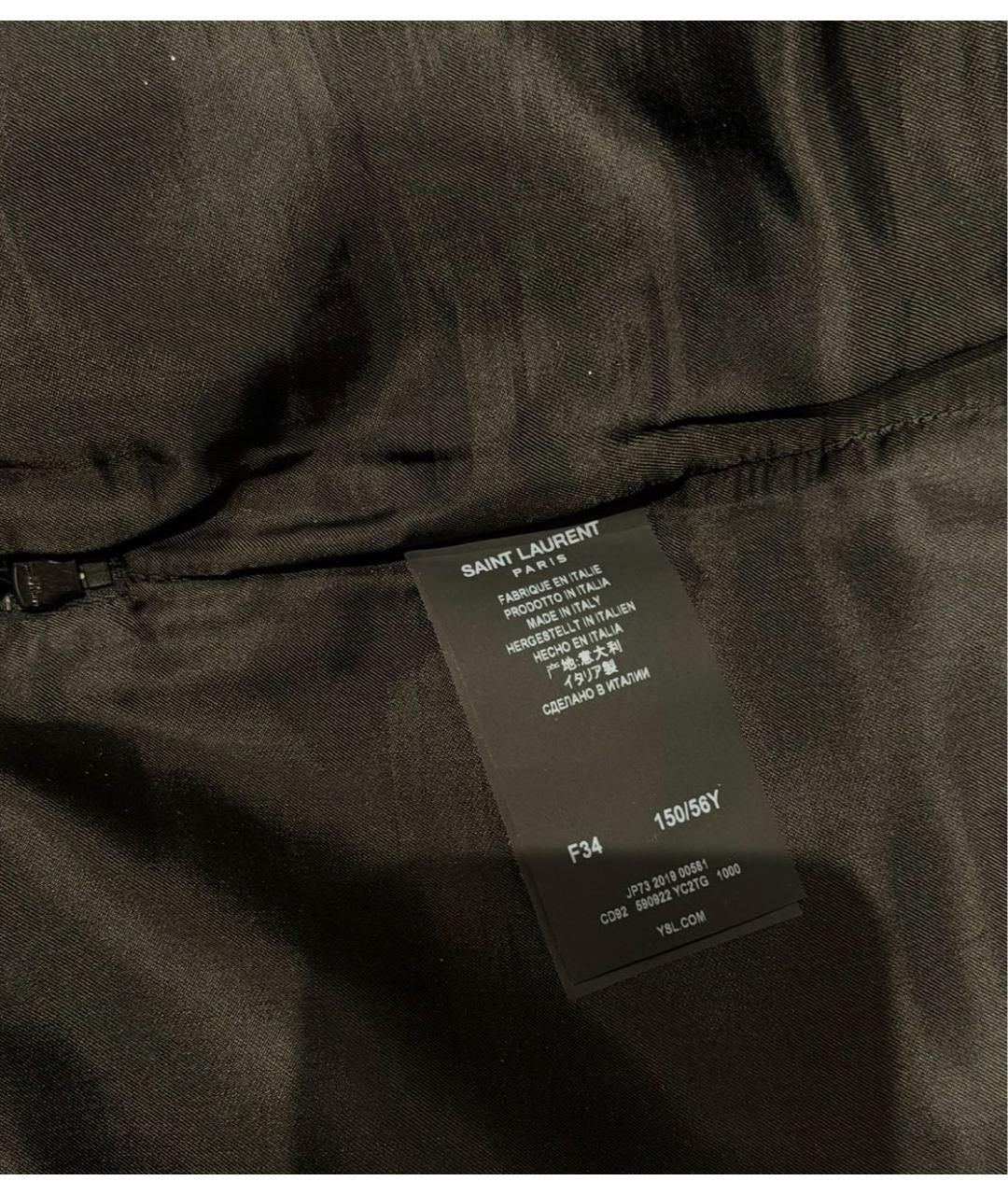 SAINT LAURENT Черная кожаная юбка миди, фото 6