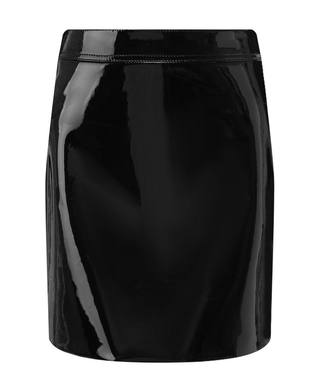 SAINT LAURENT Черная кожаная юбка миди, фото 1