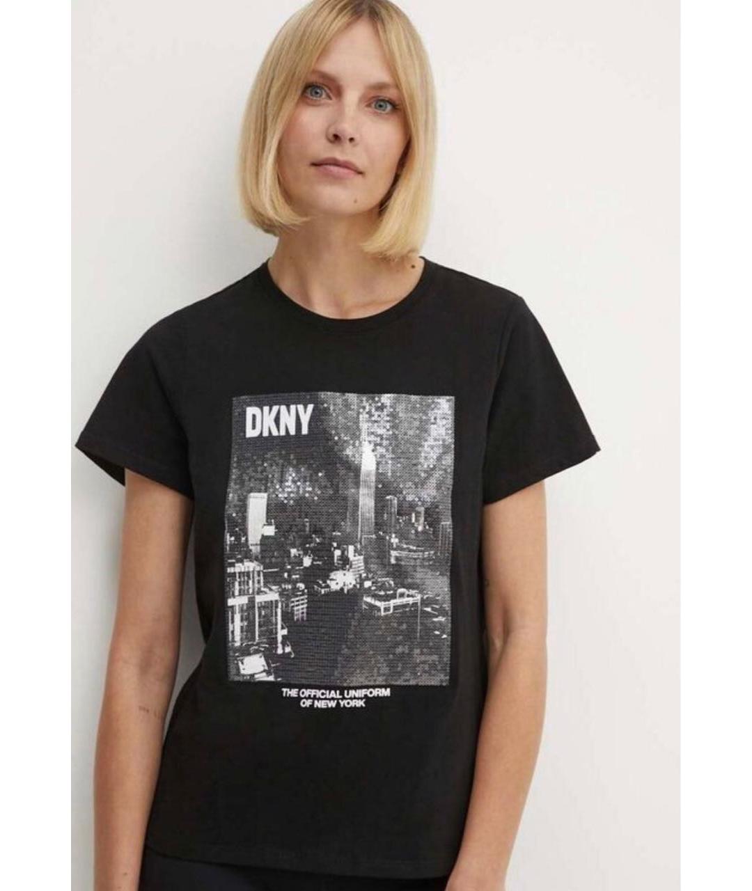 DKNY Черная хлопковая футболка, фото 3