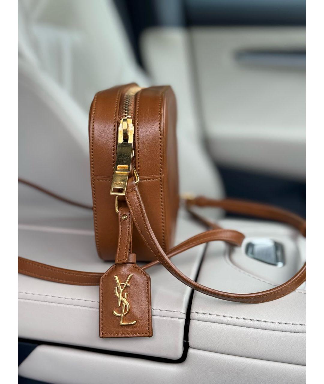 SAINT LAURENT Коричневая кожаная сумка через плечо, фото 2
