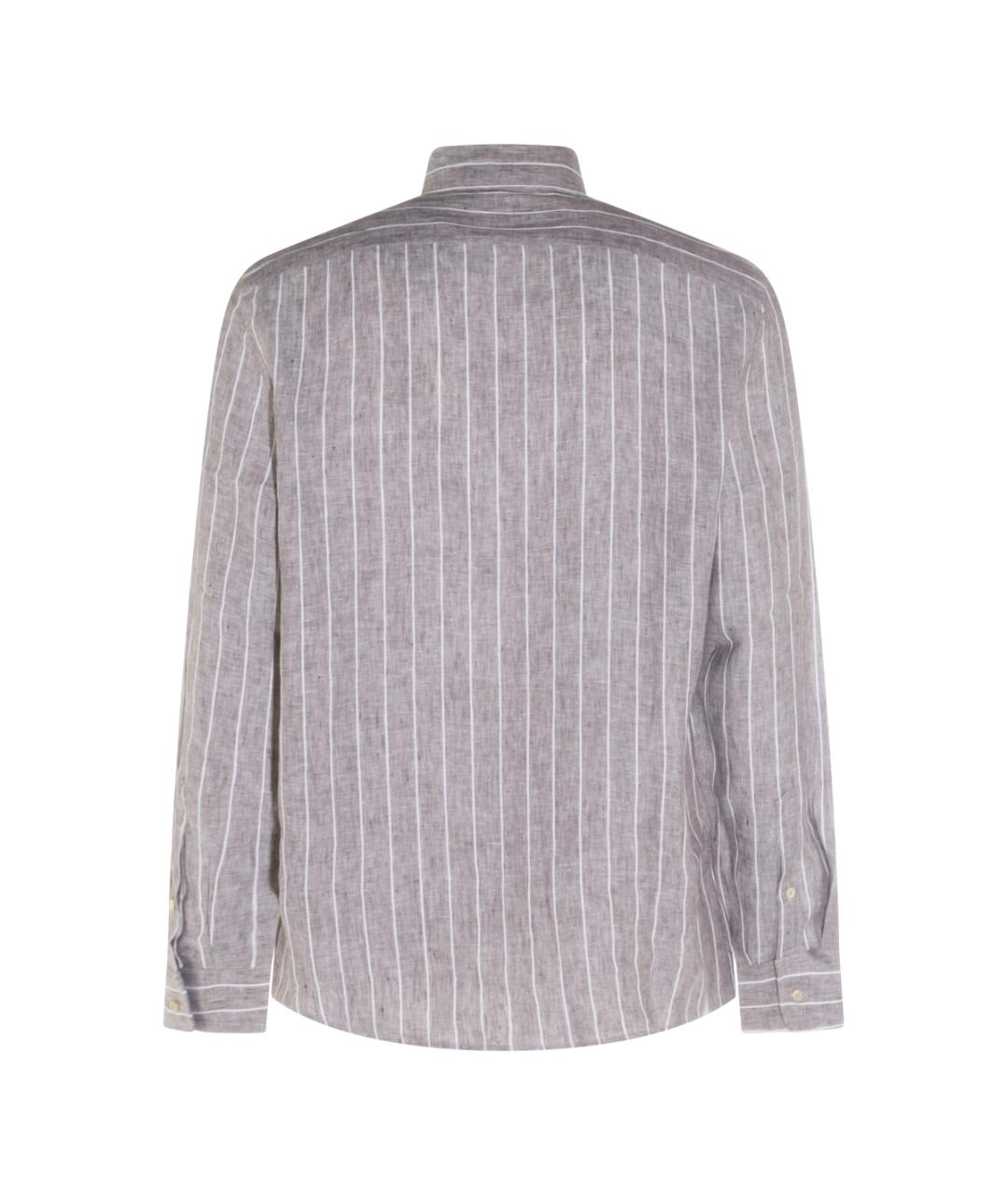 BRUNELLO CUCINELLI Коричневая льняная классическая рубашка, фото 3