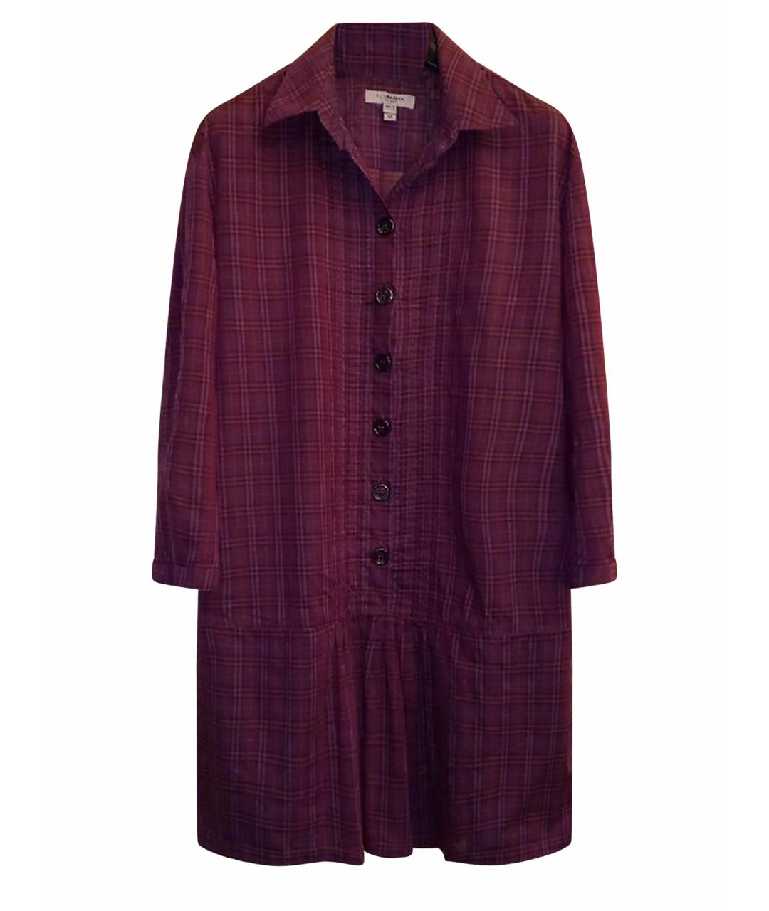 BURBERRY Бордовое хлопковое повседневное платье, фото 1