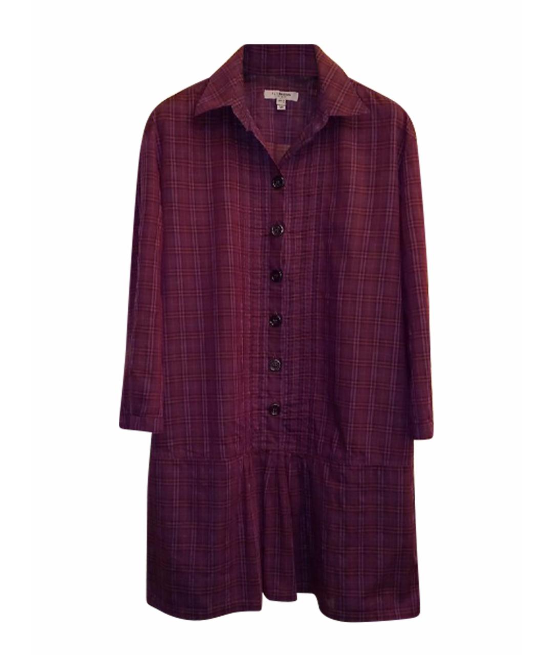 BURBERRY Бордовое хлопковое повседневное платье, фото 8