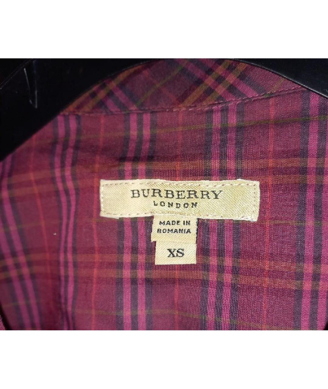 BURBERRY Бордовое хлопковое повседневное платье, фото 3