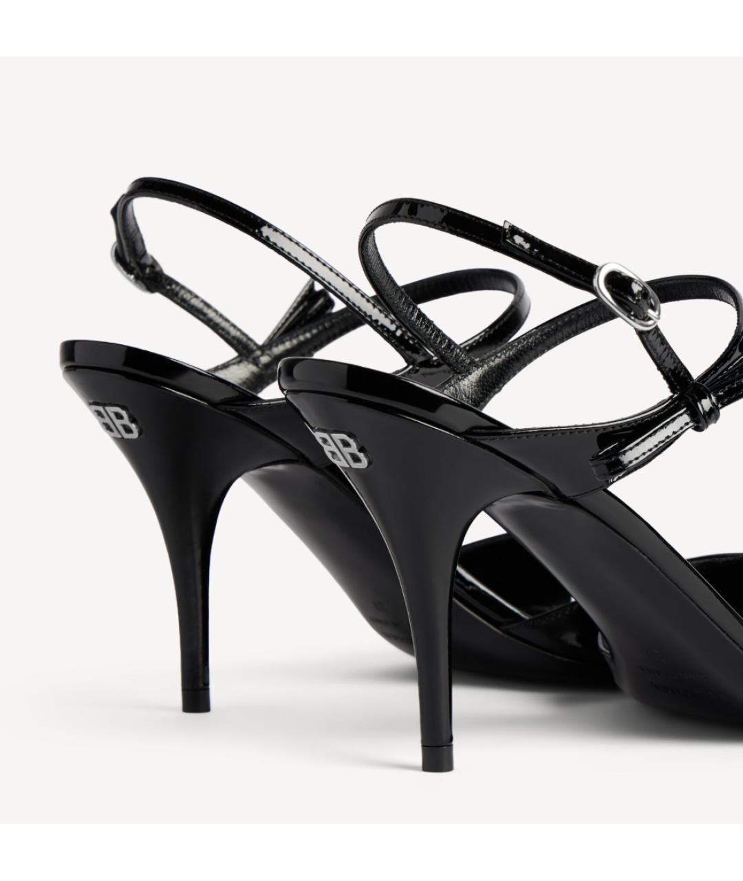 BALENCIAGA Черные кожаные босоножки, фото 5