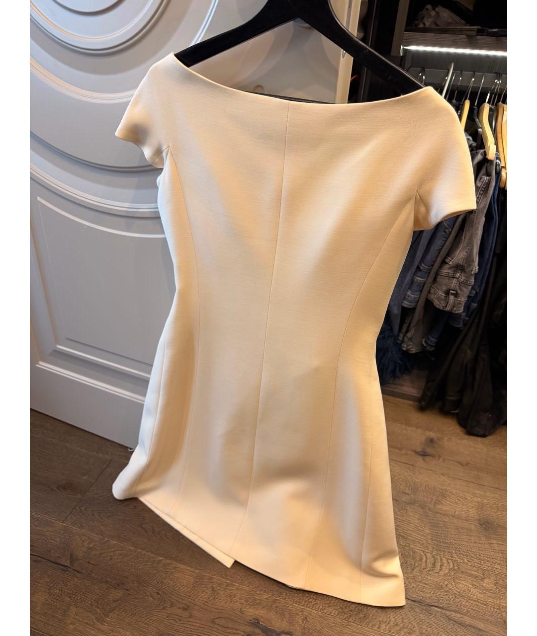 CHRISTIAN DIOR Бежевое шерстяное коктейльное платье, фото 2