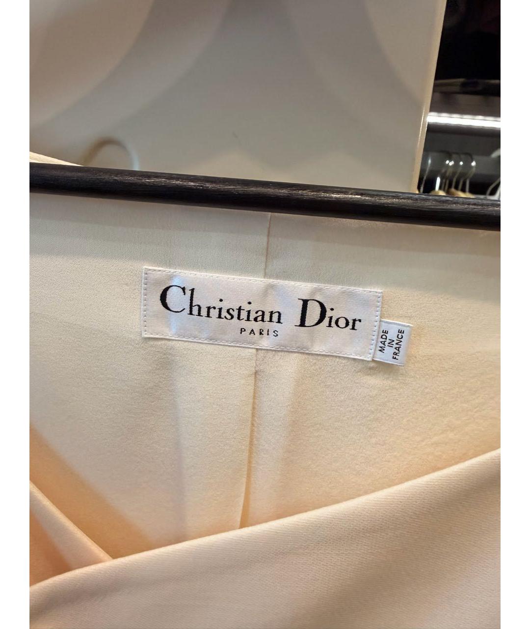 CHRISTIAN DIOR Бежевое шерстяное коктейльное платье, фото 3