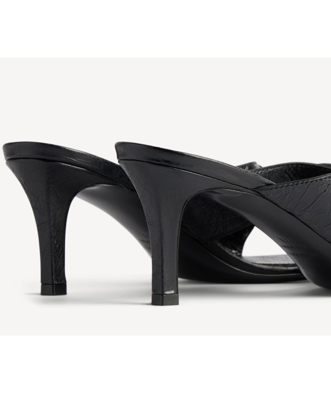 BALENCIAGA Черные кожаные мюли, фото 3
