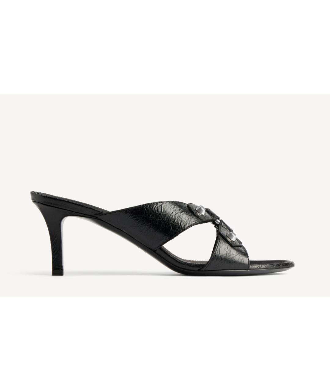 BALENCIAGA Черные кожаные мюли, фото 5