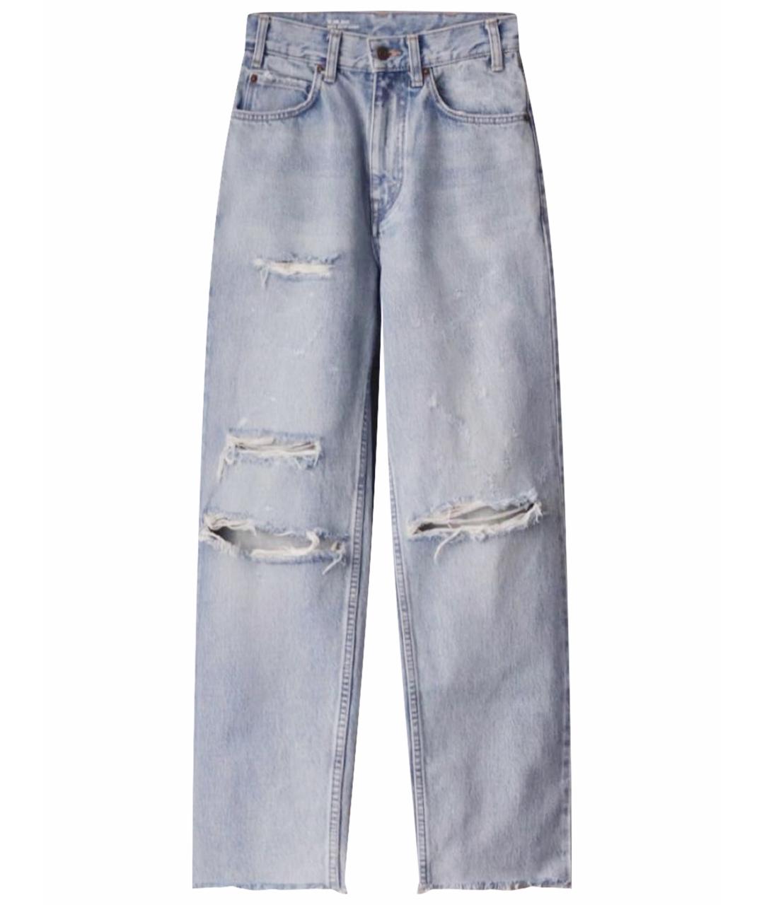 CELINE Голубые хлопковые прямые джинсы, фото 1