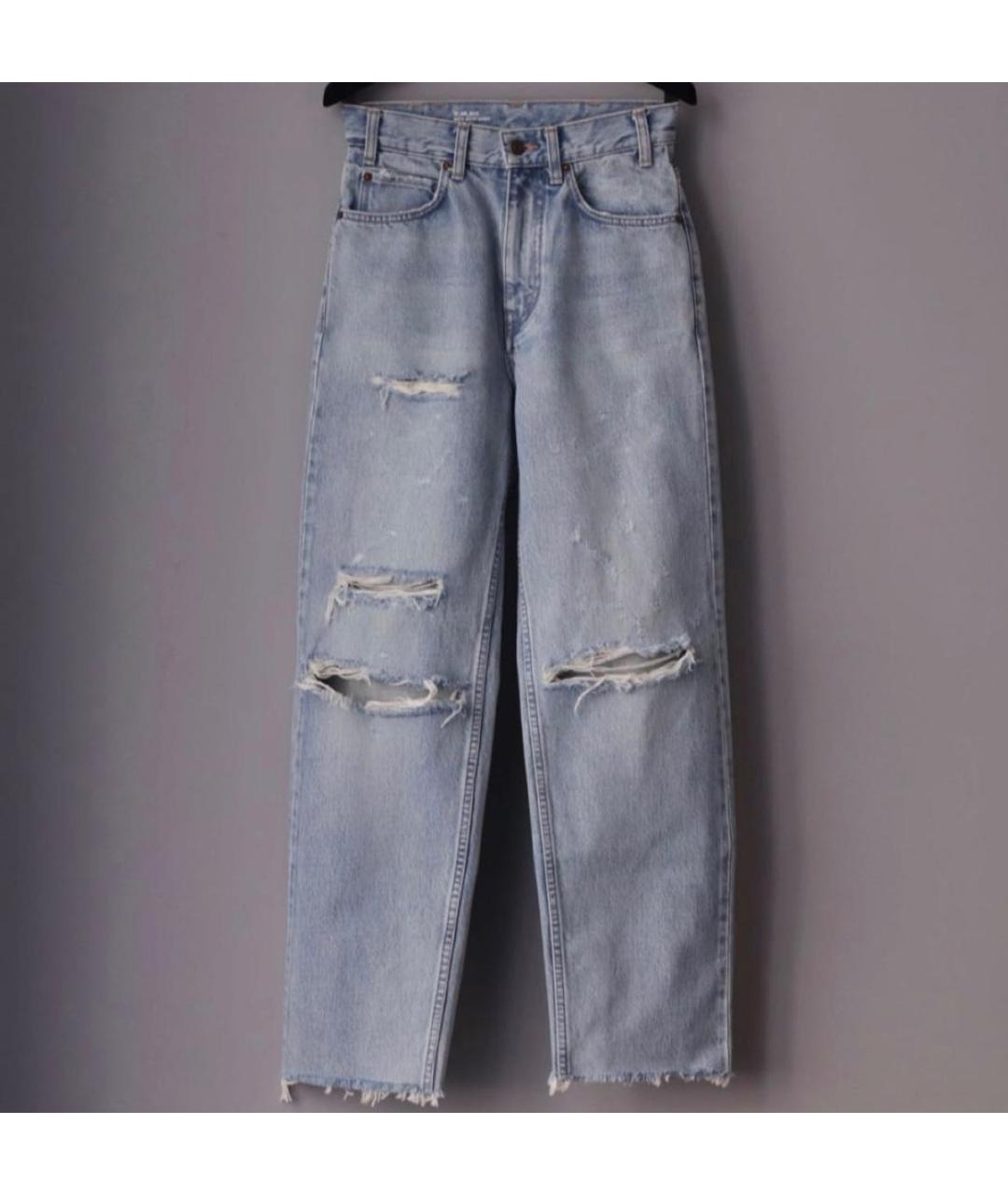 CELINE Голубые хлопковые прямые джинсы, фото 5