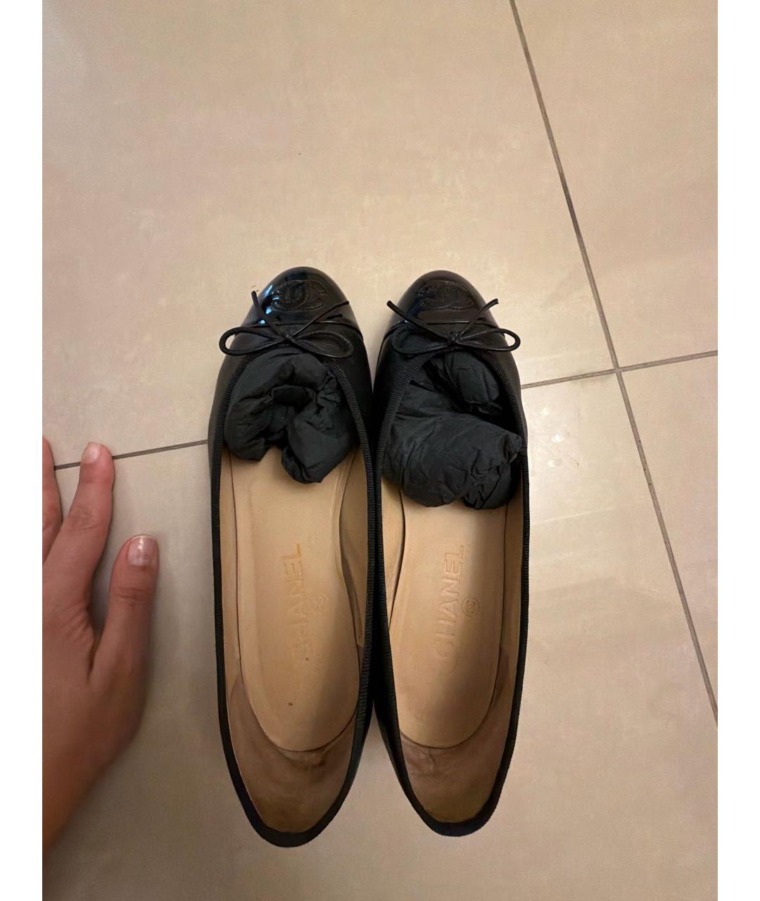 CHANEL Черные кожаные балетки, фото 3