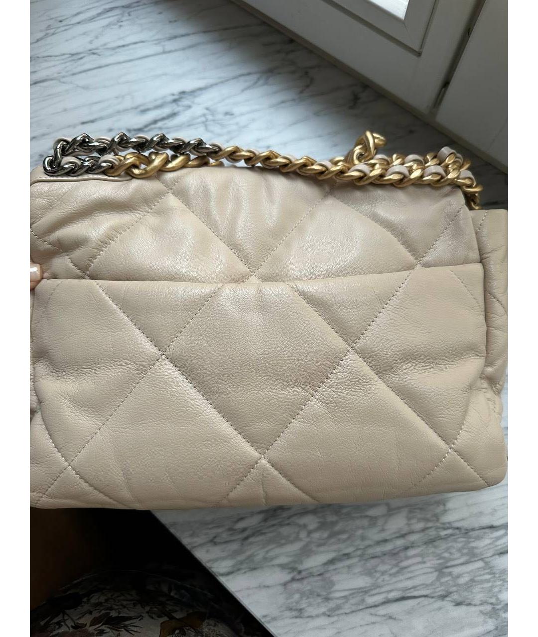 CHANEL Бежевая кожаная сумка через плечо, фото 3