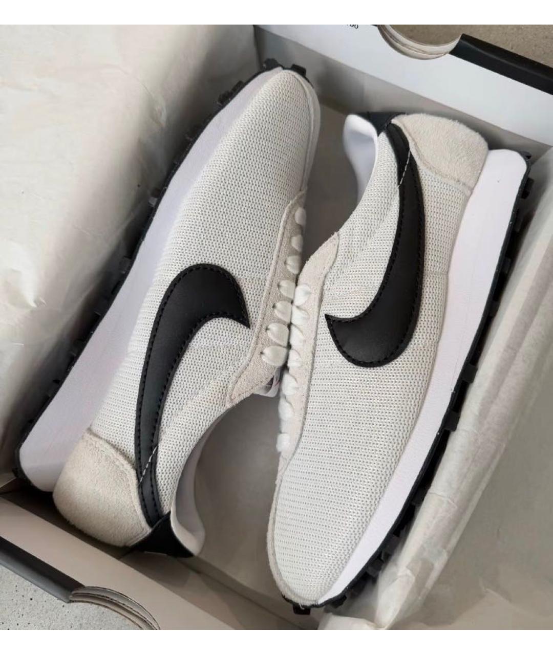 NIKE Белые текстильные низкие кроссовки / кеды, фото 5