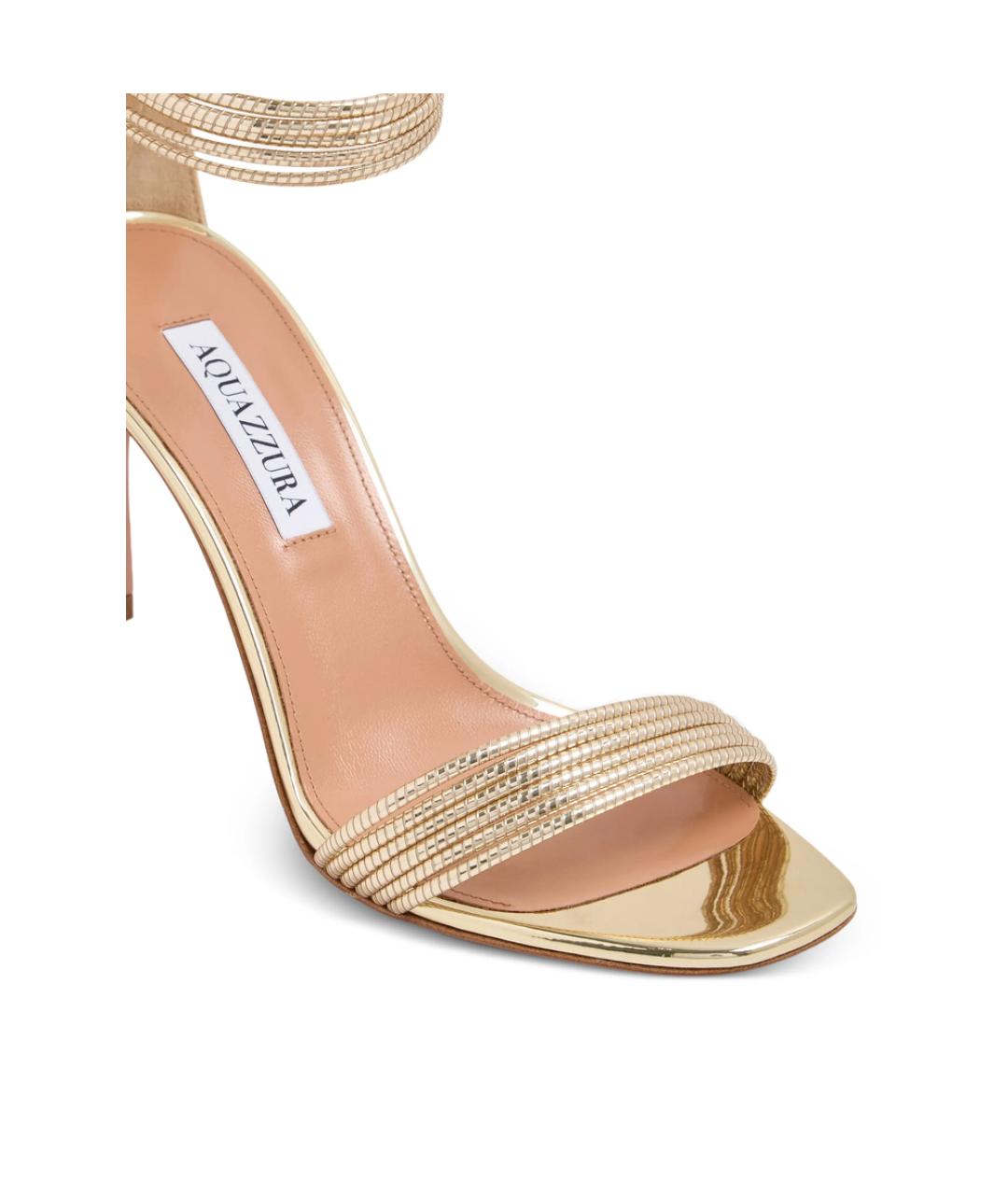 AQUAZZURA Золотые кожаные босоножки, фото 3