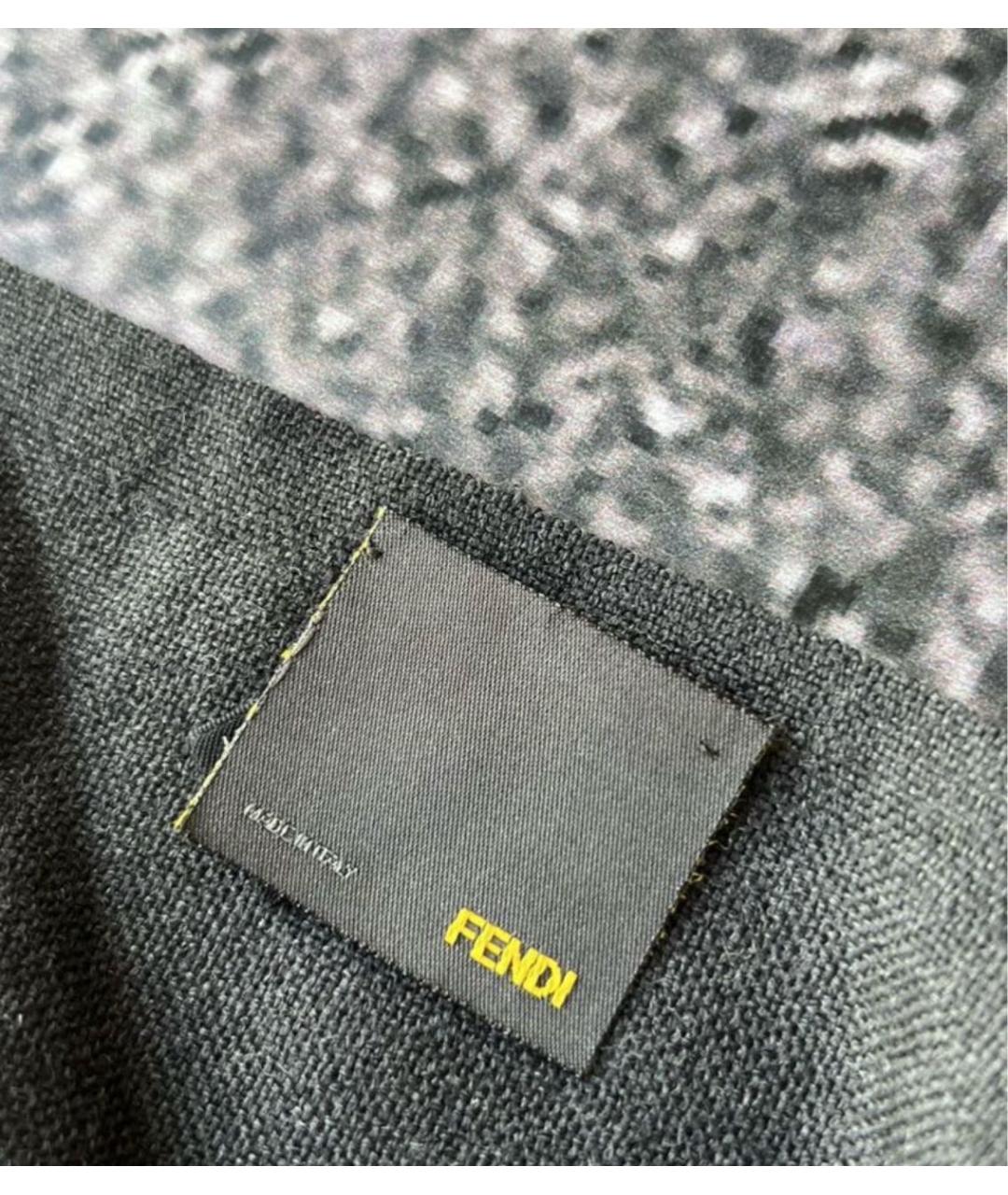 FENDI Серый шерстяной шарф, фото 6