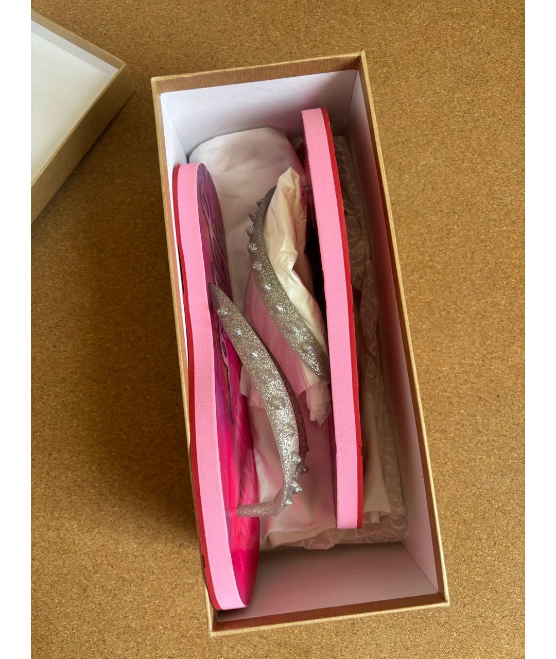 CHRISTIAN LOUBOUTIN Розовые резиновые шлепанцы, фото 6