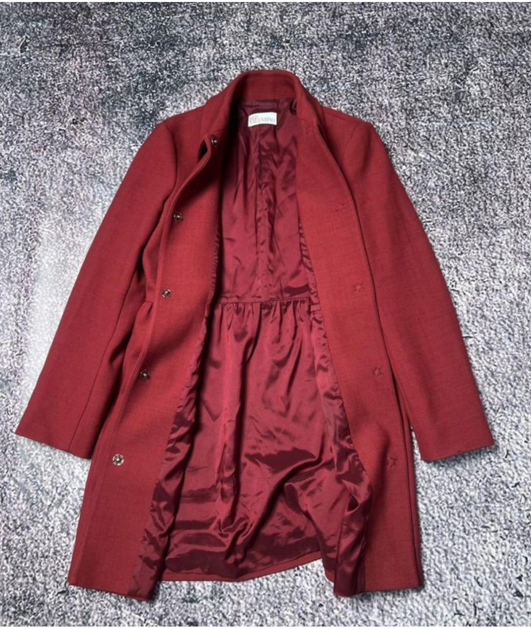 RED VALENTINO Бордовое ацетатное пальто, фото 2