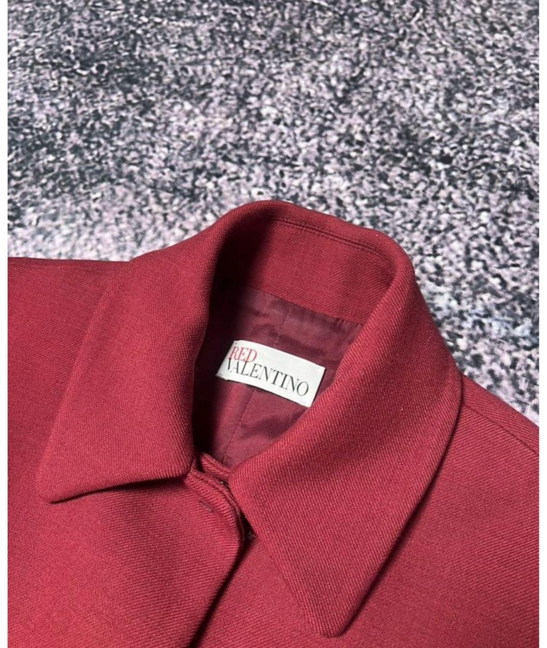 RED VALENTINO Бордовое ацетатное пальто, фото 4