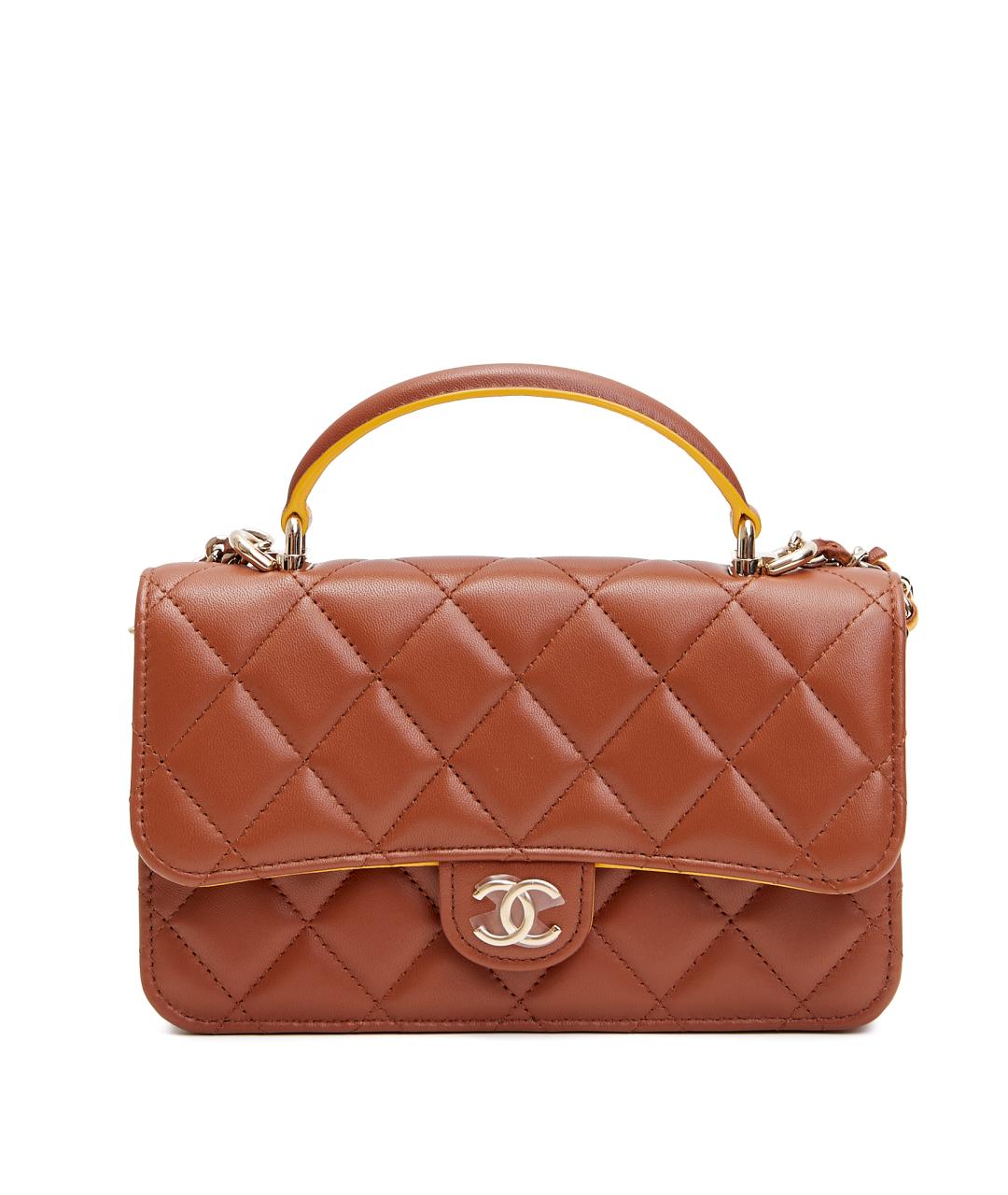 CHANEL Коричневая кожаная сумка через плечо, фото 1