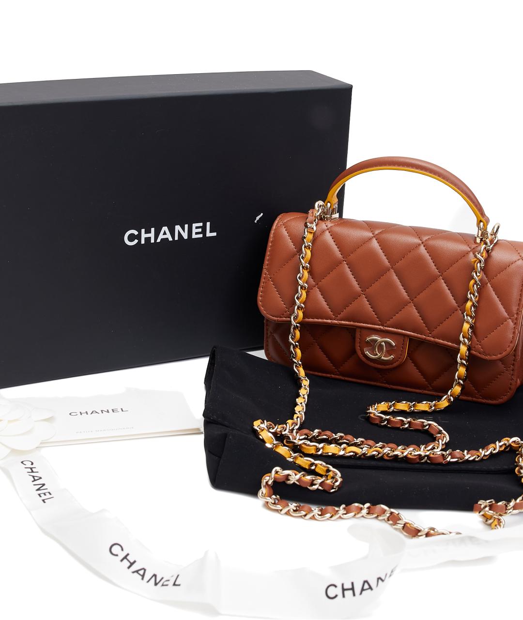 CHANEL Коричневая кожаная сумка через плечо, фото 9